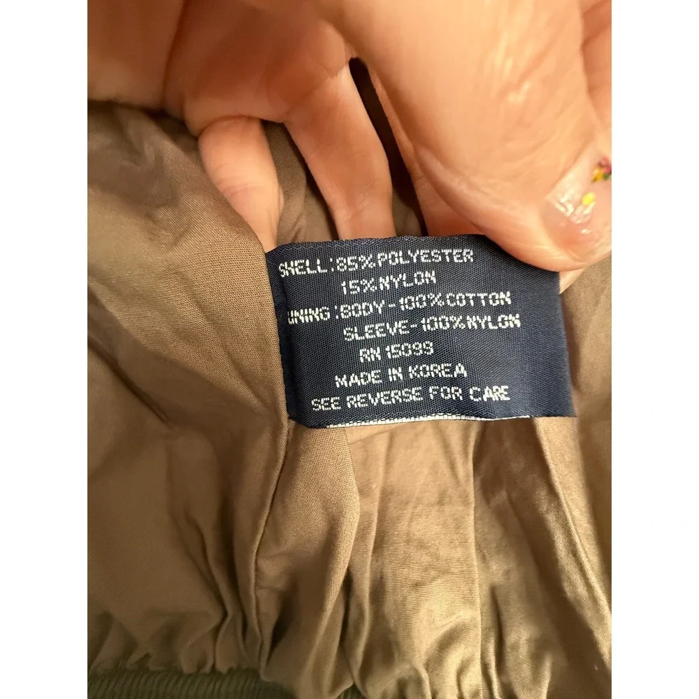 Trader Bay‎ Windbreaker Bomber Jacket Men's XL Olive Green Full Zip Vintage 90s